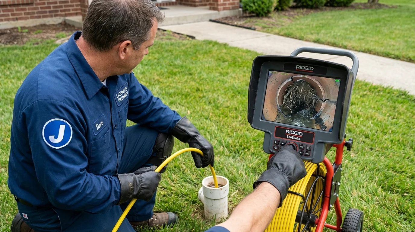 Sewer camera inspection being performed by Johns Plumbing LLC in Tuscumbia